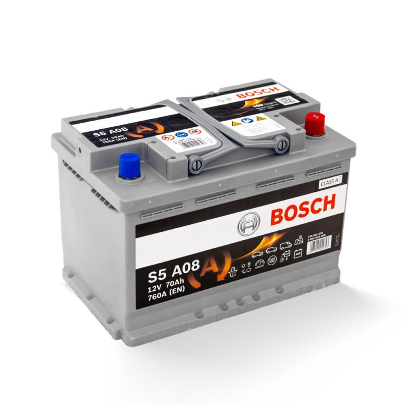 بطارية بوش AGM معكوسه صباع تخين الماني DIN/70L 12(V) 70(AH) 700(CCA)