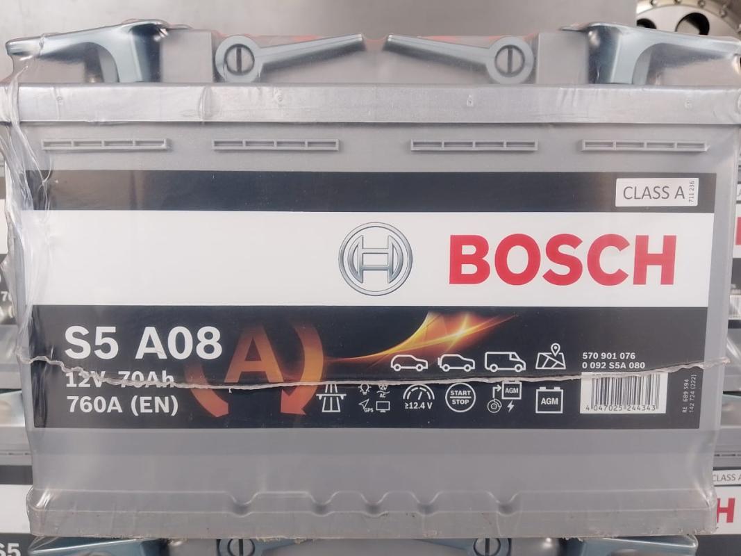 بطارية بوش AGM معكوسه صباع تخين الماني DIN/70L 12(V) 70(AH) 700(CCA)
